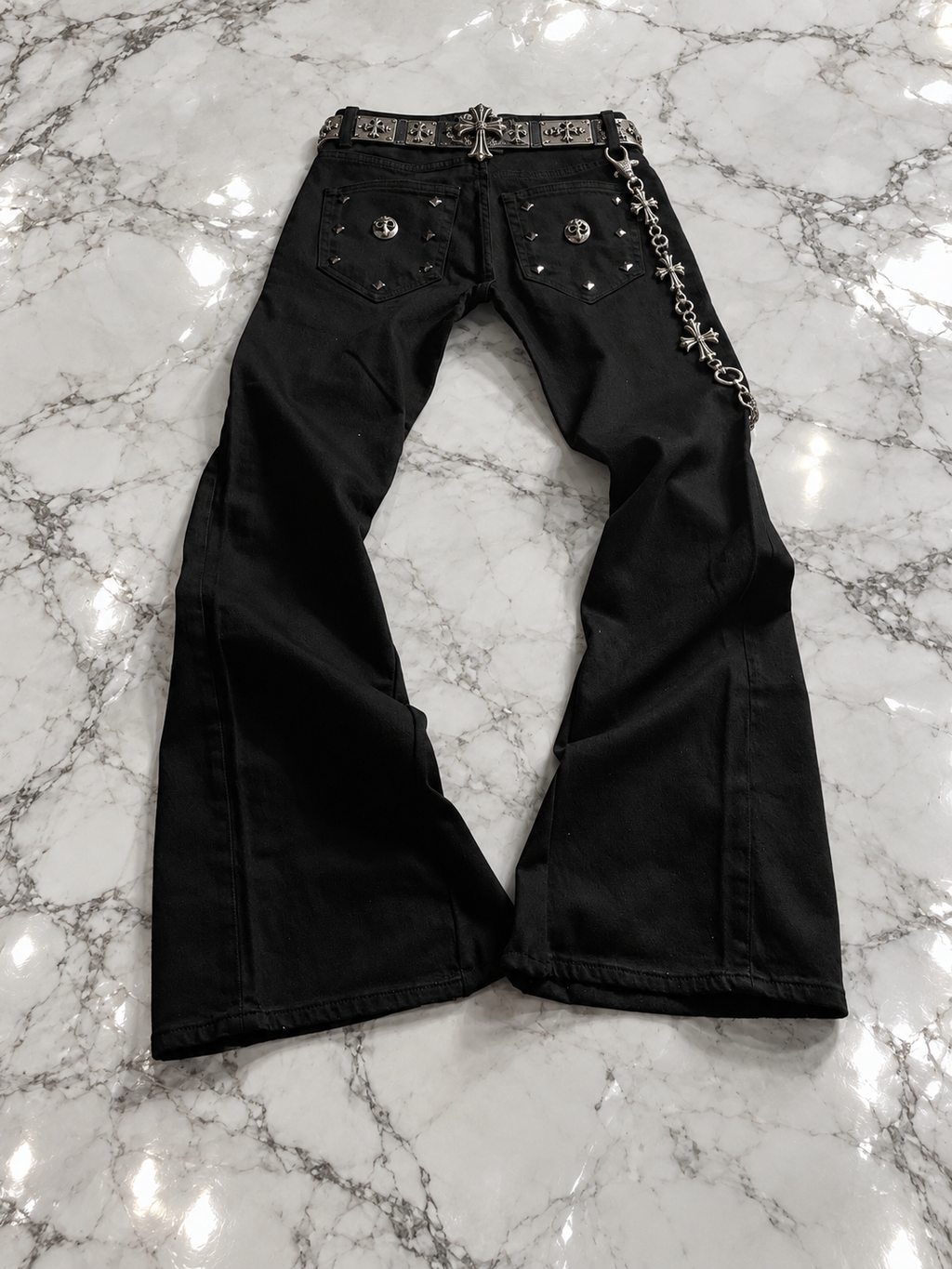 Black Flare Jeans with gothic elements