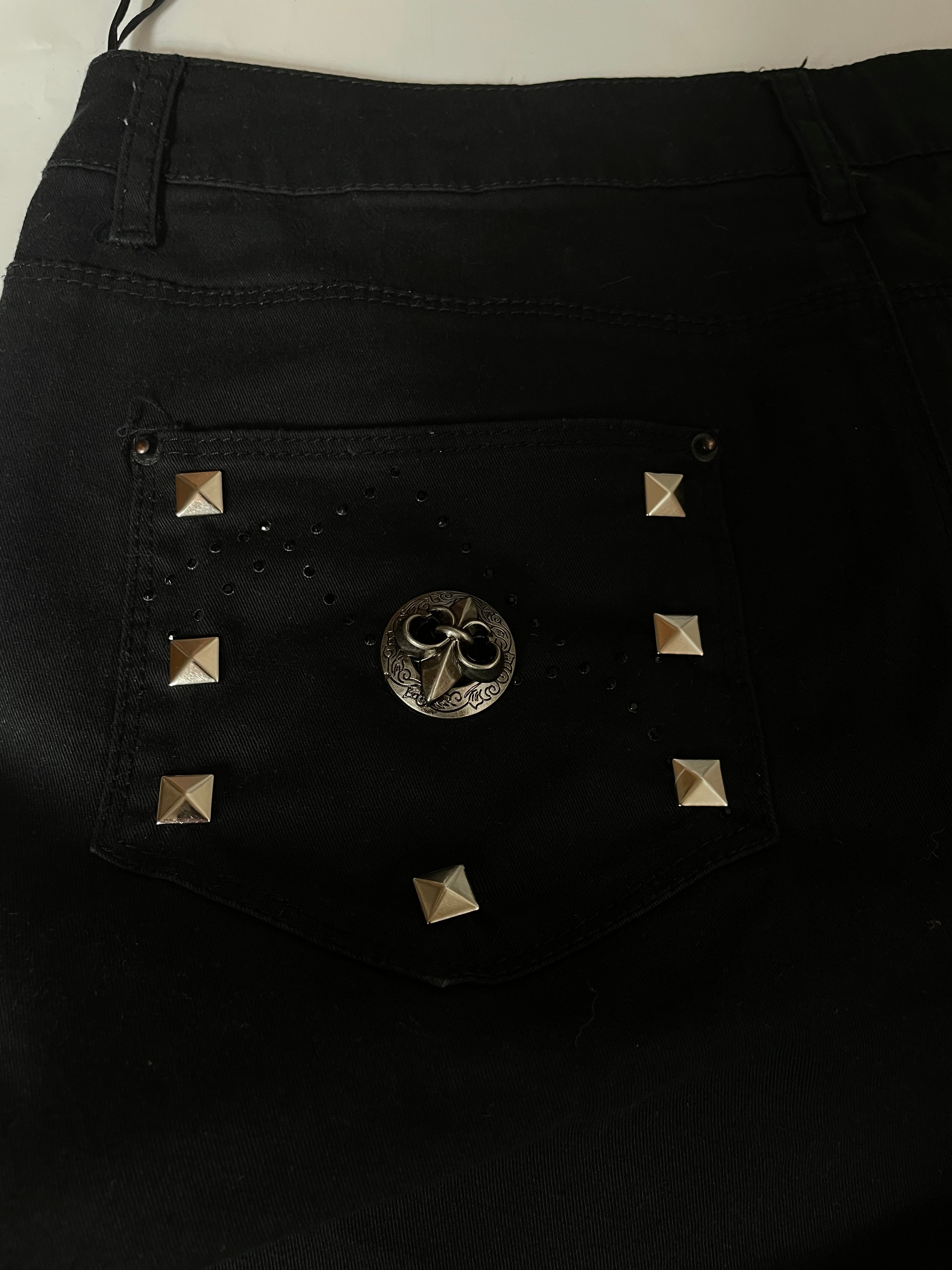 Black Flare Men Jeans With Gothic Elements