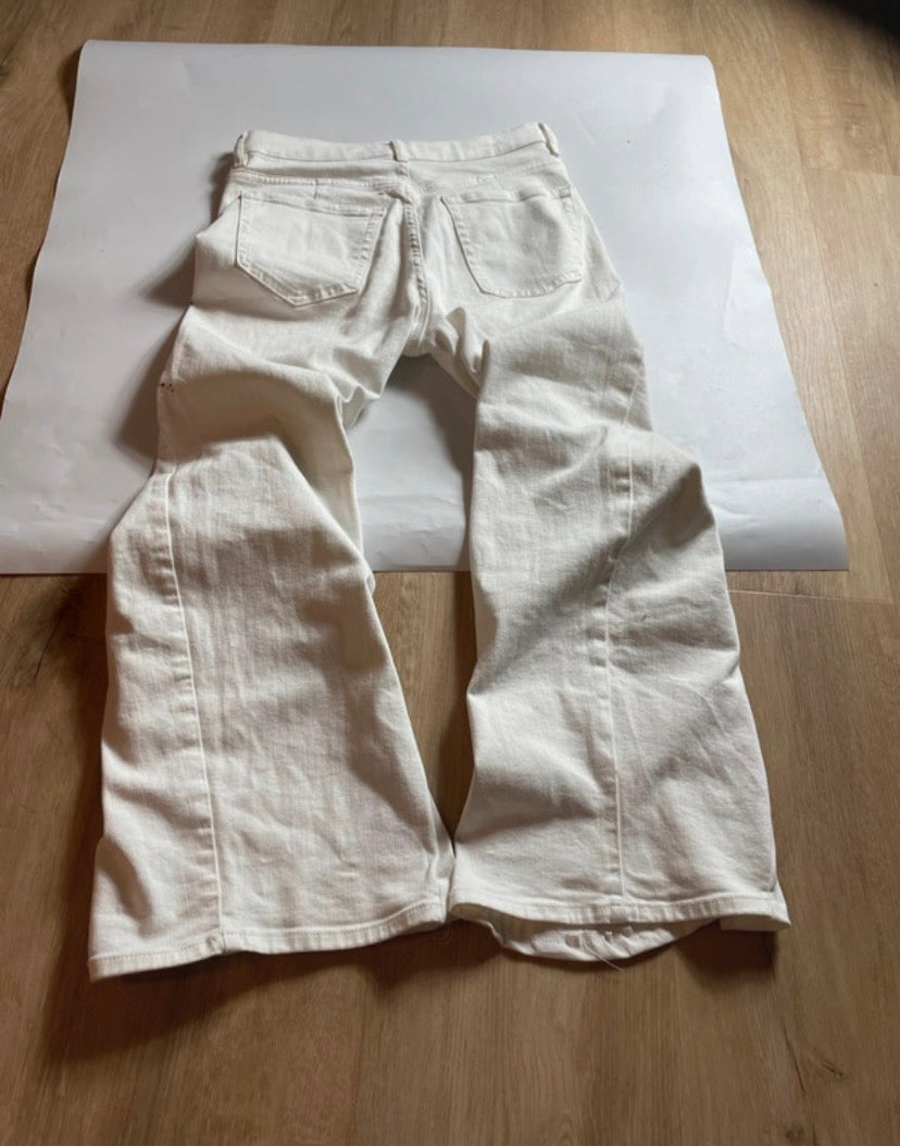 White Flare Jeans with red pattern