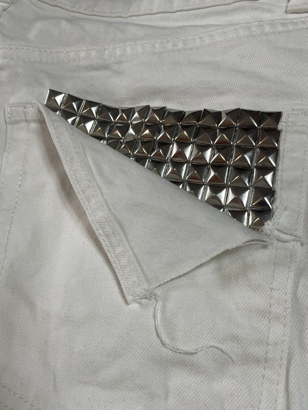 White Flare Jeans With Metal Pocket