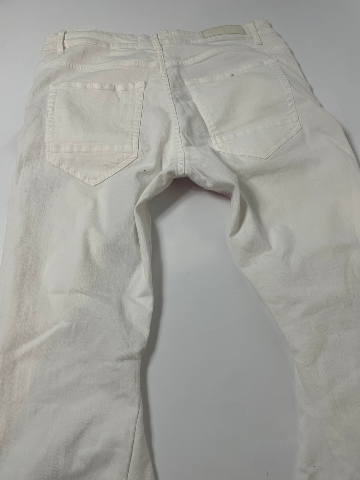 White Flare Jeans With Red Union Jack Cross