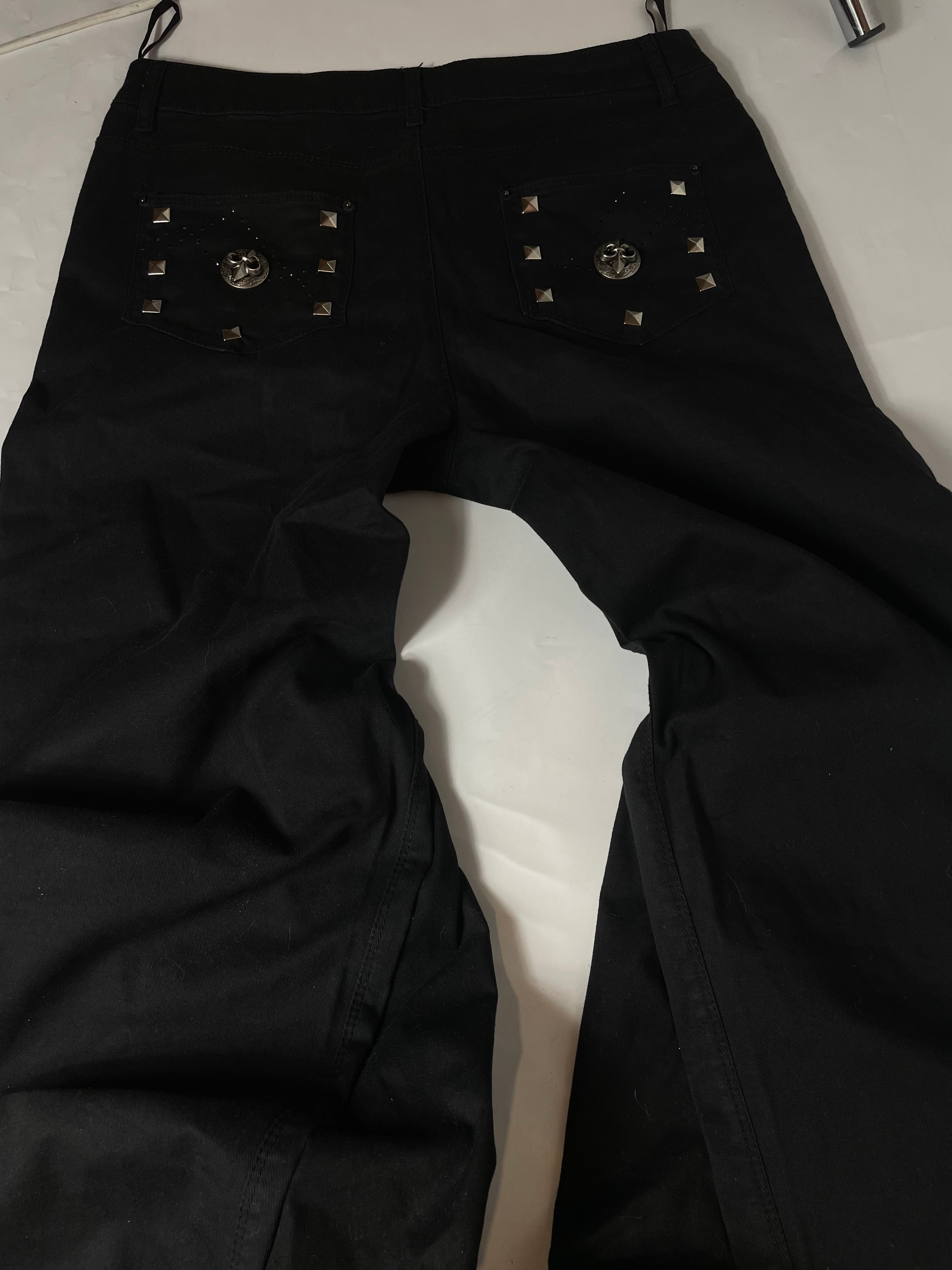 Black Flare Men Jeans With Gothic Elements