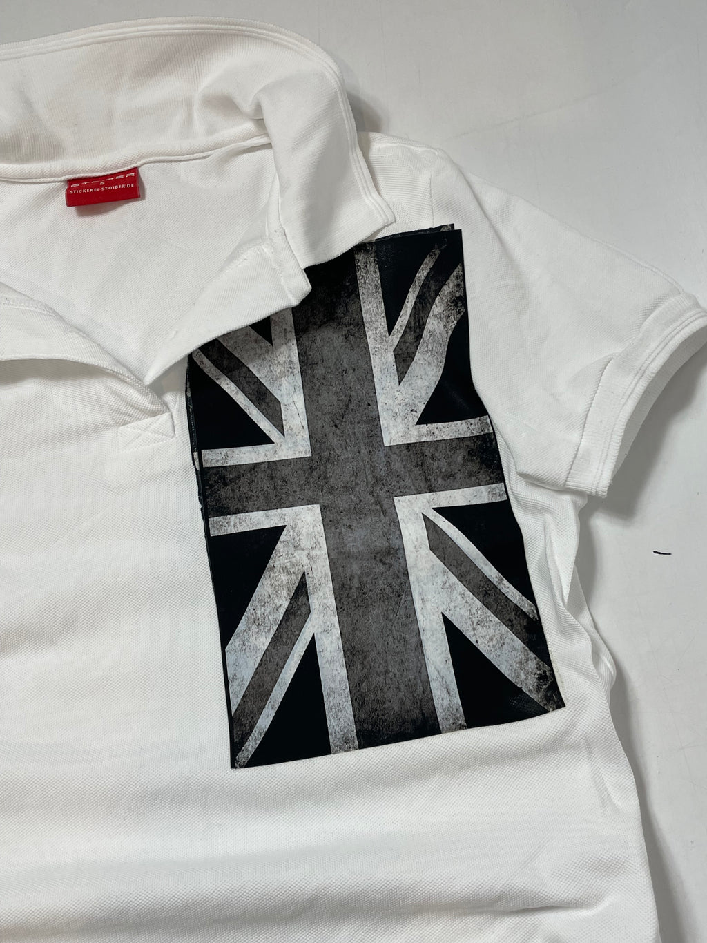 White YSJ Polo With UK Flag