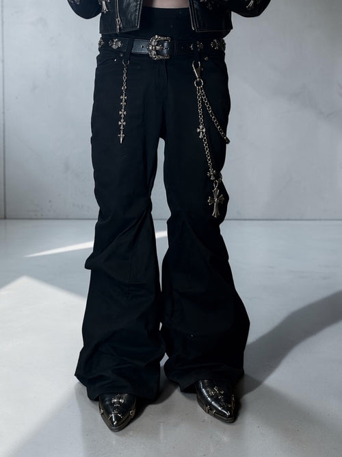 Black Flare Men Jeans With Gothic Elements
