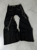 Black Flare Men Jeans With Gothic Elements