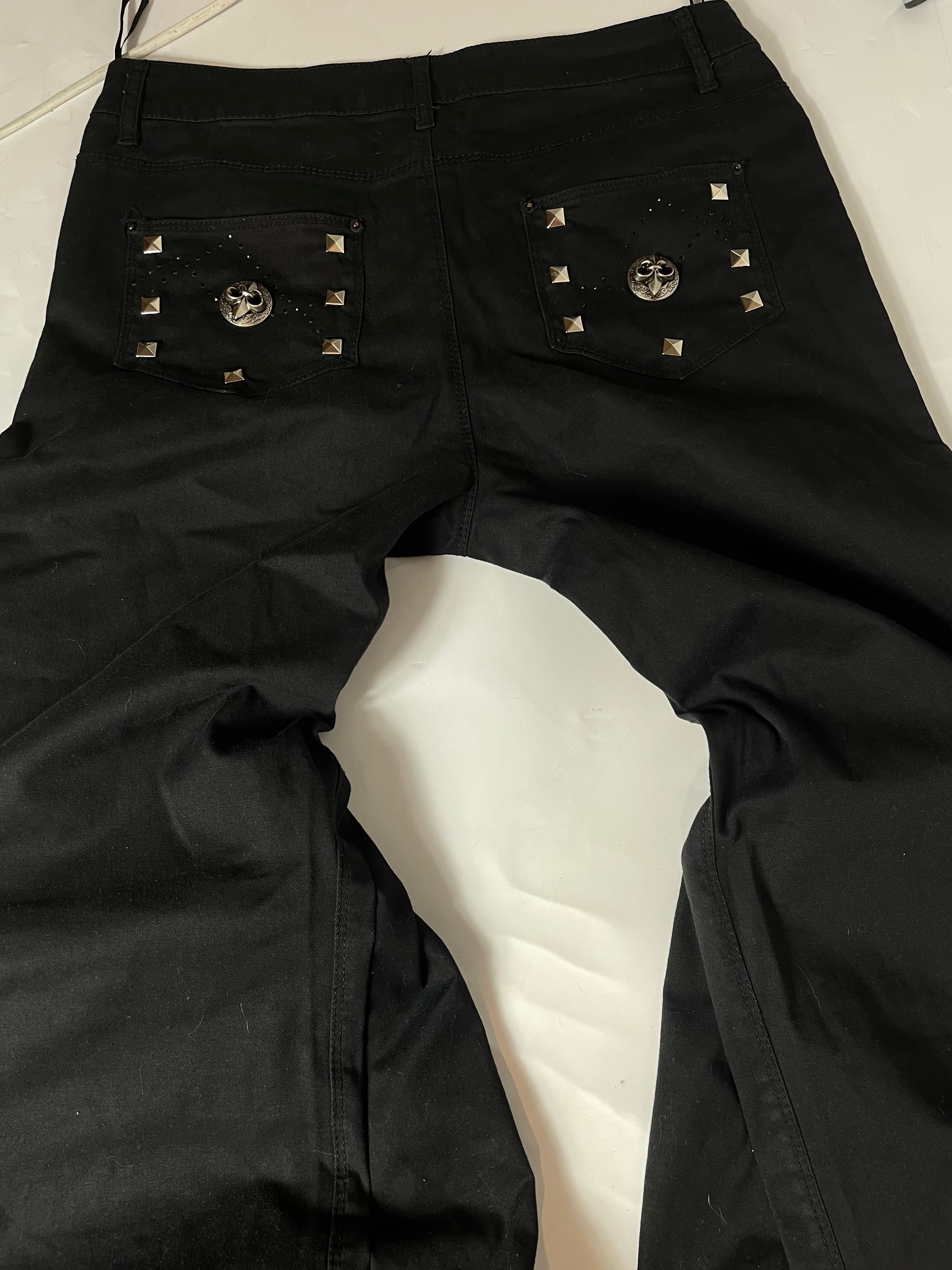 Black Flare Men Jeans With Gothic Elements