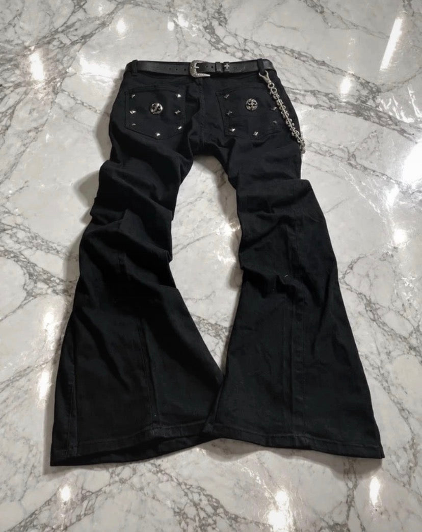 Black Flare Jeans with gothic elements