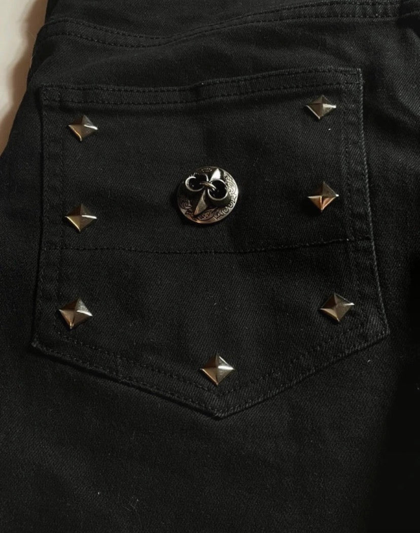 Black Flare Jeans with gothic elements