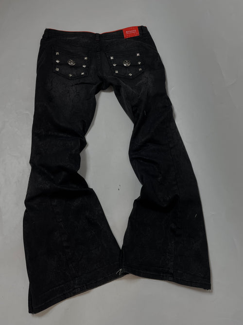 Skinny Flare Jeans With Gothic Elements