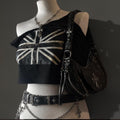 Women's Black Crop-top With UK Archive Flag
