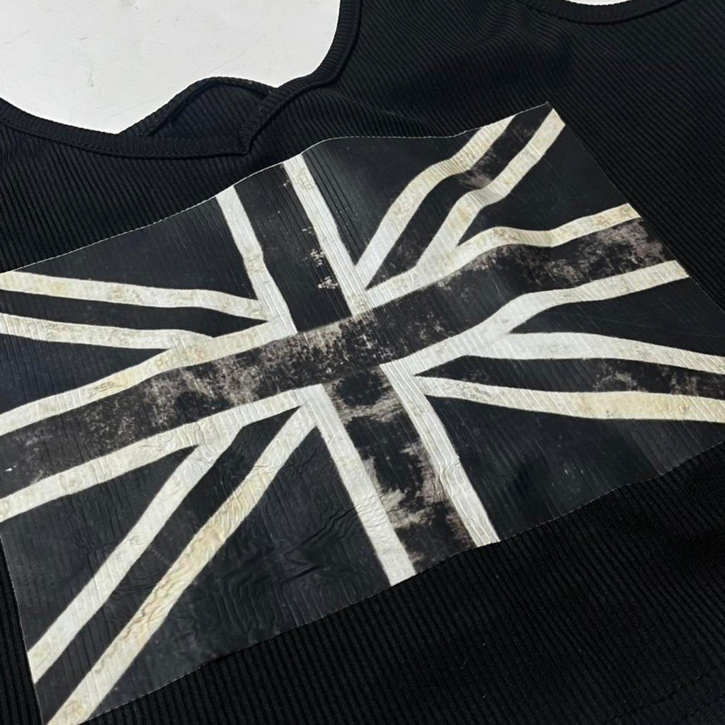Women's Black Crop-top With UK Archive Flag